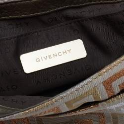 Pre Owned Givenchy Metallic/Multicolor Monogram Canvas and Leather Baguette Bag