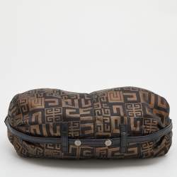 Pre Owned Givenchy Black/Gold Monogram Canvas And Leather Hobo
