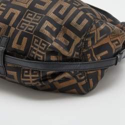 Pre Owned Givenchy Black/Gold Monogram Canvas And Leather Hobo