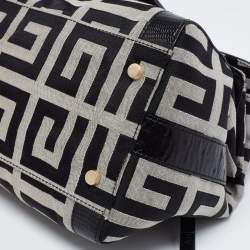 مملوكة مسبقًا Givenchy Black Monogram Canvas and Embossed Leather Buckle Flap Top Handle Bag