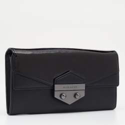 Pre Owned Givenchy Black Patent and Leather Flap Continental Wallet
