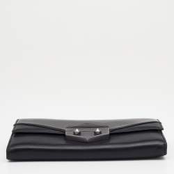 Pre Owned Givenchy Black Patent and Leather Flap Continental Wallet