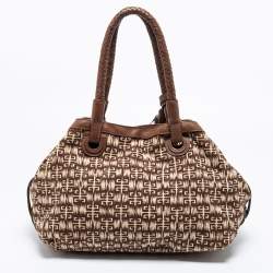 Pre Owned حقيبة كتف جيفنشي جلد وكانفاس بني مونوغرامي بشراشيب