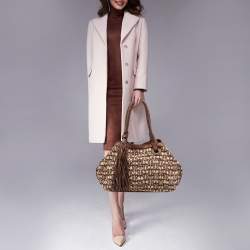 Pre Owned حقيبة كتف جيفنشي جلد وكانفاس بني مونوغرامي بشراشيب