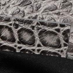 Pre Owned Givenchy Grey Croc Embossed Leather Antigona Envelope Clutch
