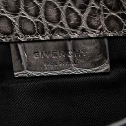 Pre Owned Givenchy Grey Croc Embossed Leather Antigona Envelope Clutch