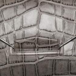 Pre Owned Givenchy Grey Croc Embossed Leather Antigona Envelope Clutch