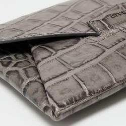 Pre Owned Givenchy Grey Croc Embossed Leather Antigona Envelope Clutch