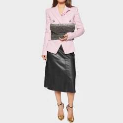 Pre Owned Givenchy Grey Croc Embossed Leather Antigona Envelope Clutch