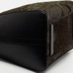 Pre Owned حقيبة ساتشل جيفنشي أنتيغونا جلد وشعر عجل طباعة فهد أسود/أخضر متوسطة