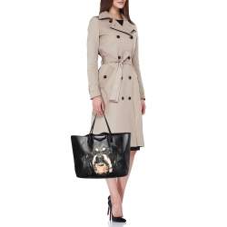 Pre Owned Givenchy Black Coated Canvas and Leather Rottweiler Large Antigona Tote