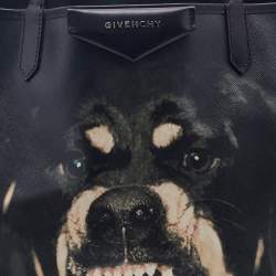 Pre Owned Givenchy Black Coated Canvas and Leather Rottweiler Large Antigona Tote