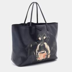 Pre Owned Givenchy Black Coated Canvas and Leather Rottweiler Large Antigona Tote