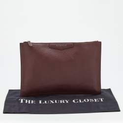 Pre Owned Givenchy Burgundy Leather Medium Antigona Pouch Wallet