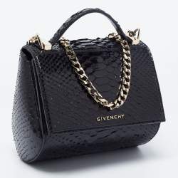 Givenchy Black Python Mini Pandora Box Crossbody Bag