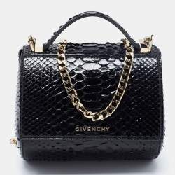 Givenchy Black Python Mini Pandora Box Crossbody Bag