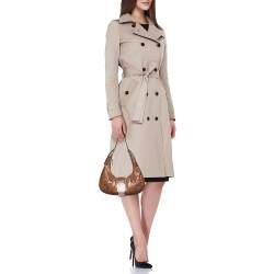 Pre Owned Givenchy Tan Leather Logo Buckle Hobo