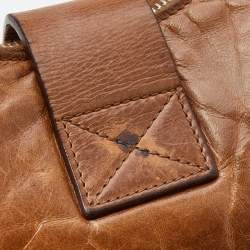 Pre Owned Givenchy Tan Leather Logo Buckle Hobo