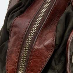 Pre Owned Givenchy Brown/Olive Green Monogram Nylon and Leather Shoulder Bag