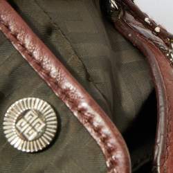 Pre Owned Givenchy Brown/Olive Green Monogram Nylon and Leather Shoulder Bag