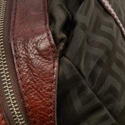 Pre Owned Givenchy Brown/Olive Green Monogram Nylon and Leather Shoulder Bag