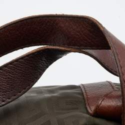 Pre Owned Givenchy Brown/Olive Green Monogram Nylon and Leather Shoulder Bag