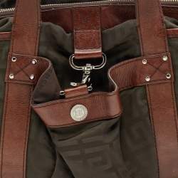 Pre Owned Givenchy Brown/Olive Green Monogram Nylon and Leather Shoulder Bag