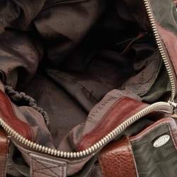 Pre Owned Givenchy Brown/Olive Green Monogram Nylon and Leather Shoulder Bag