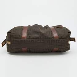 Pre Owned Givenchy Brown/Olive Green Monogram Nylon and Leather Shoulder Bag