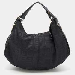 Pre Owned Givenchy Black Signature Canvas And Leather Hobo