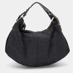 Pre Owned Givenchy Black Signature Canvas And Leather Hobo