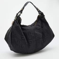 Pre Owned Givenchy Black Signature Canvas And Leather Hobo