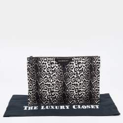 Givenchy Black/White Leopard Print Canvas Clutch