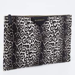 Givenchy Black/White Leopard Print Canvas Clutch