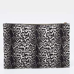 Givenchy Black/White Leopard Print Canvas Clutch