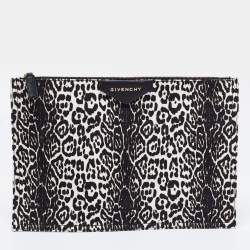 Givenchy Black/White Leopard Print Canvas Clutch