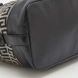 Pre Owned Givenchy Black/Grey Signature Canvas and Leather Satchel