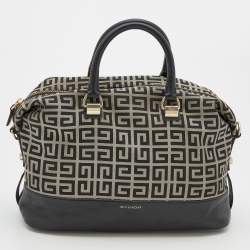 Pre Owned Givenchy Black/Grey Signature Canvas and Leather Satchel