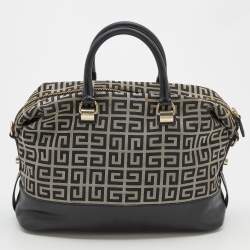 Pre Owned Givenchy Black/Grey Signature Canvas and Leather Satchel