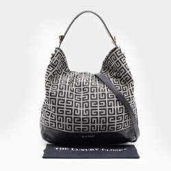 Pre Owned Givenchy Black/Grey Signature Canvas and Leather Hobo