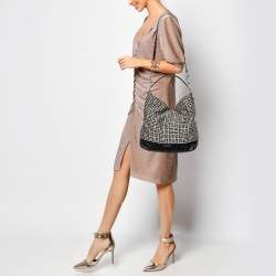 Pre Owned Givenchy Black/Grey Signature Canvas and Leather Hobo