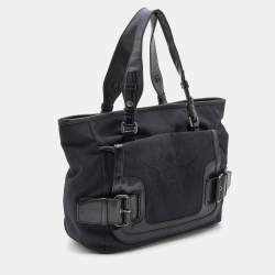 Pre Owned Givenchy Black Canvas and Leather Buckle Detail Tote