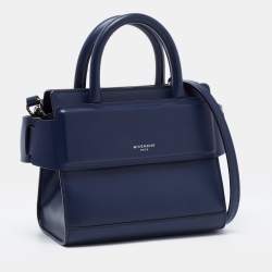 Pre Owned Givenchy Navy Blue Leather Nano Horizon Satchel