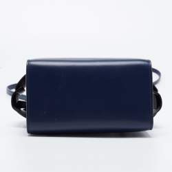 Pre Owned Givenchy Navy Blue Leather Nano Horizon Satchel