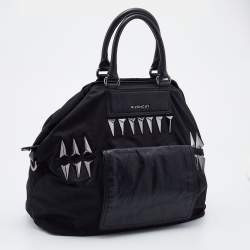 Pre Owned Givenchy Black Nylon and Leather Studded Tote