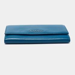 Pre Owned Givenchy Teal Leather Pandora Flap Continental Wallet