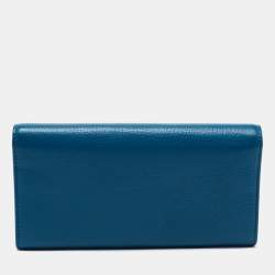 Pre Owned Givenchy Teal Leather Pandora Flap Continental Wallet