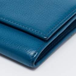 Pre Owned Givenchy Teal Leather Pandora Flap Continental Wallet