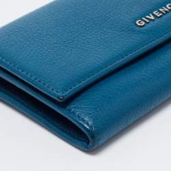 Pre Owned Givenchy Teal Leather Pandora Flap Continental Wallet