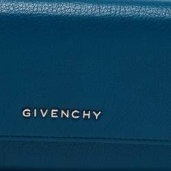 Pre Owned Givenchy Teal Leather Pandora Flap Continental Wallet